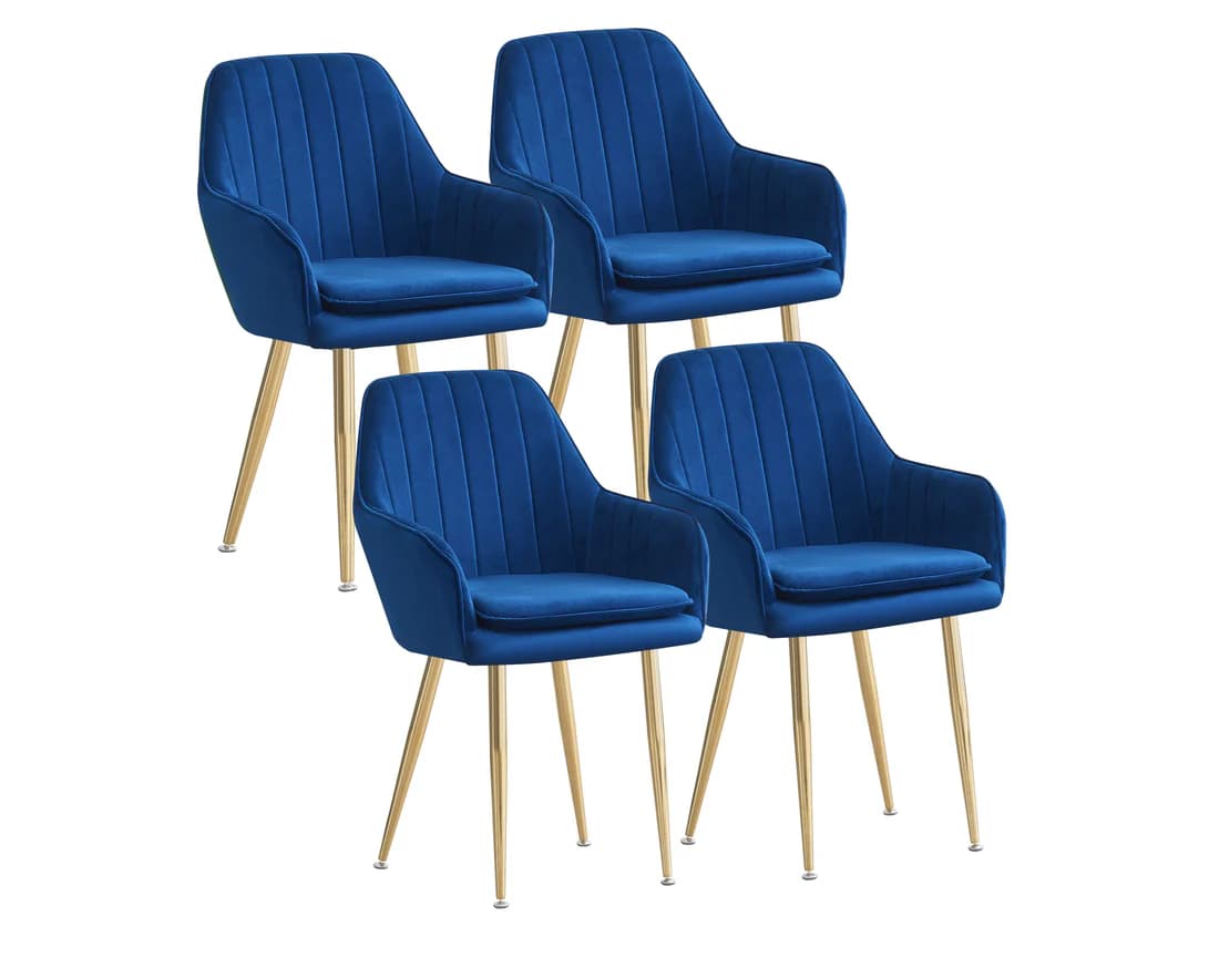 Set of 4 French Velvet Dining Chairs T05