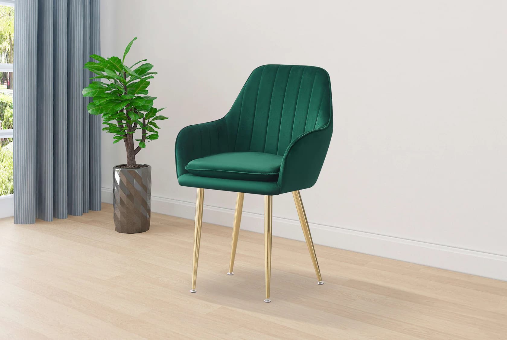 Luxury French Velvet Dining Chair T05 — Single — Green